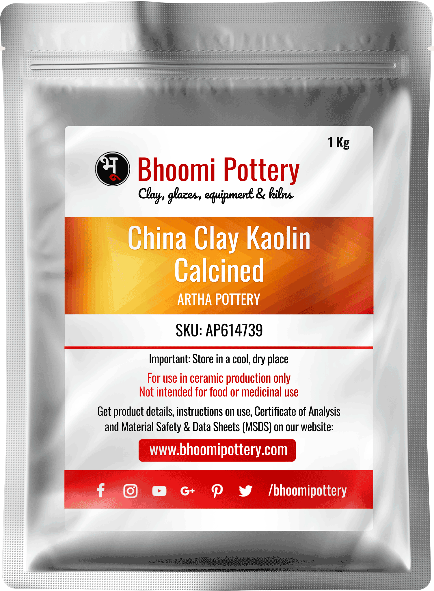 Artha Pottery China Clay Kaolin Calcined 1 Kg for sale in India - Bhoomi Pottery