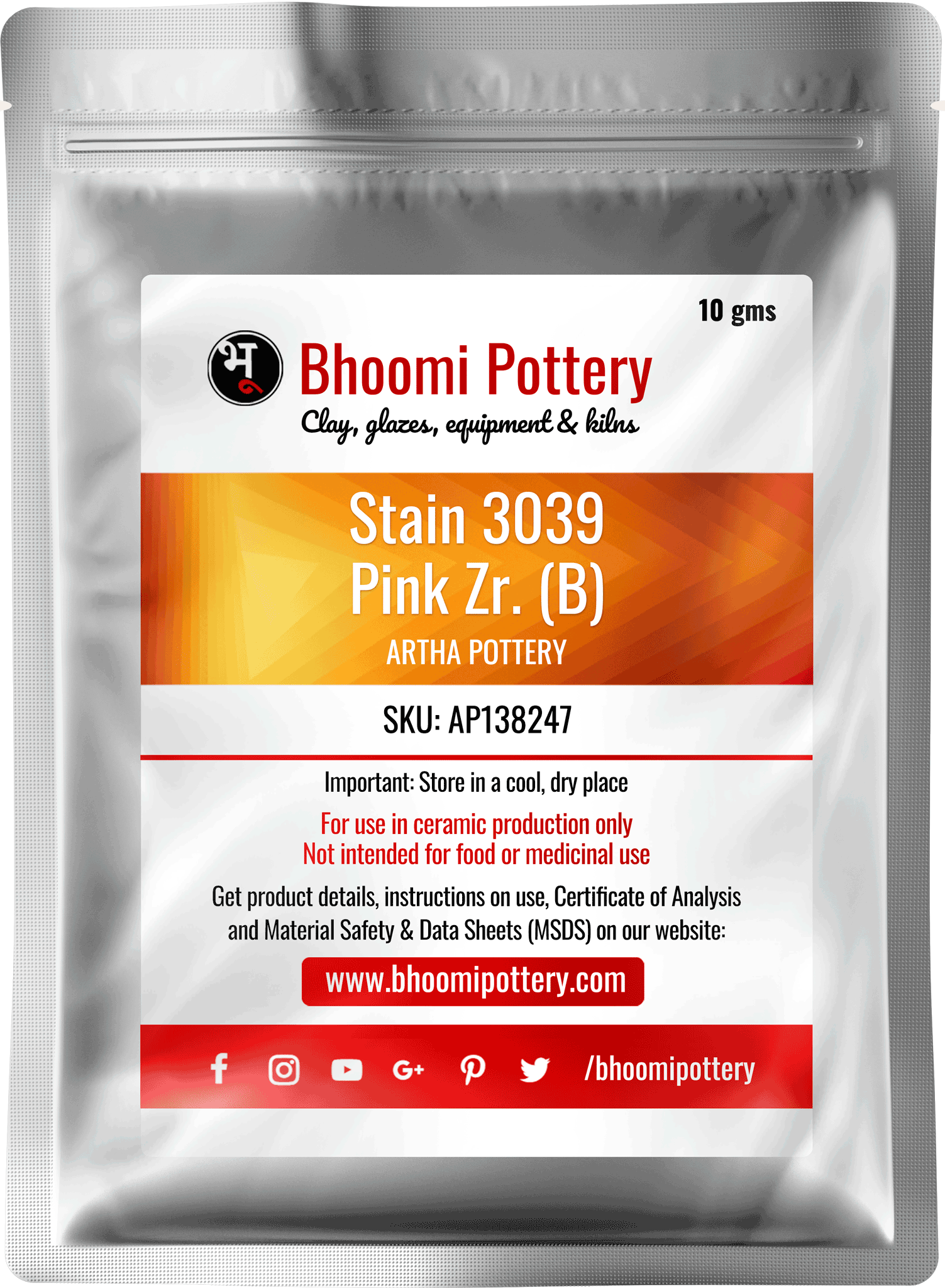 Artha Pottery Stain 3039 Pink Zr. (B) 100 gms for sale in India - Bhoomi Pottery