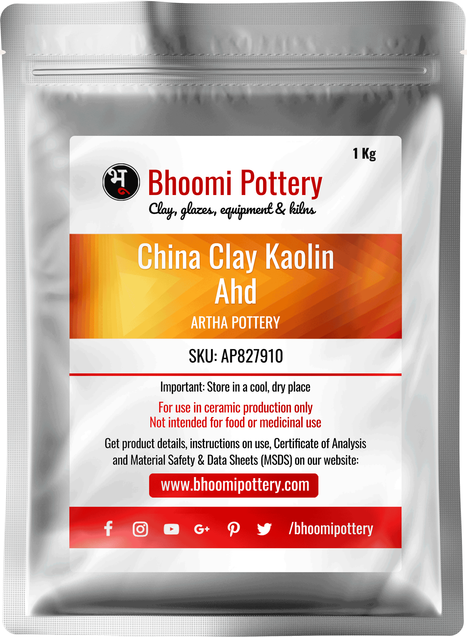 Artha Pottery China Clay Kaolin Ahd 1 Kg for sale in India - Bhoomi Pottery