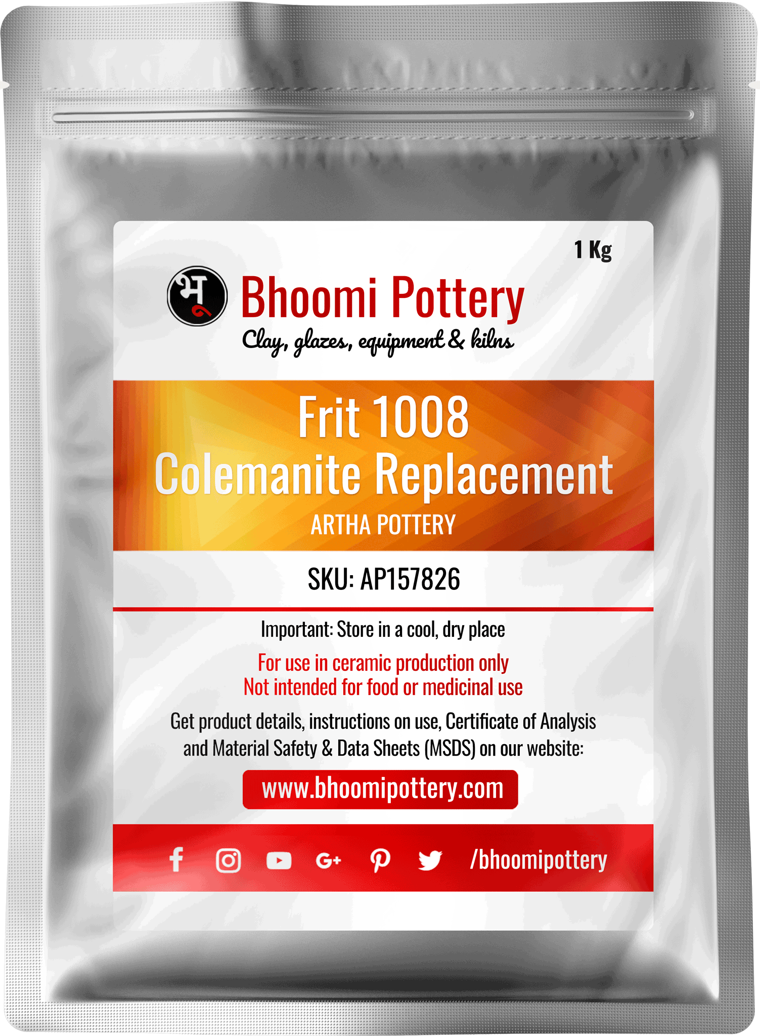 Artha Pottery Frit 1008 Colemanite Replacement 1 Kg for sale in India - Bhoomi Pottery