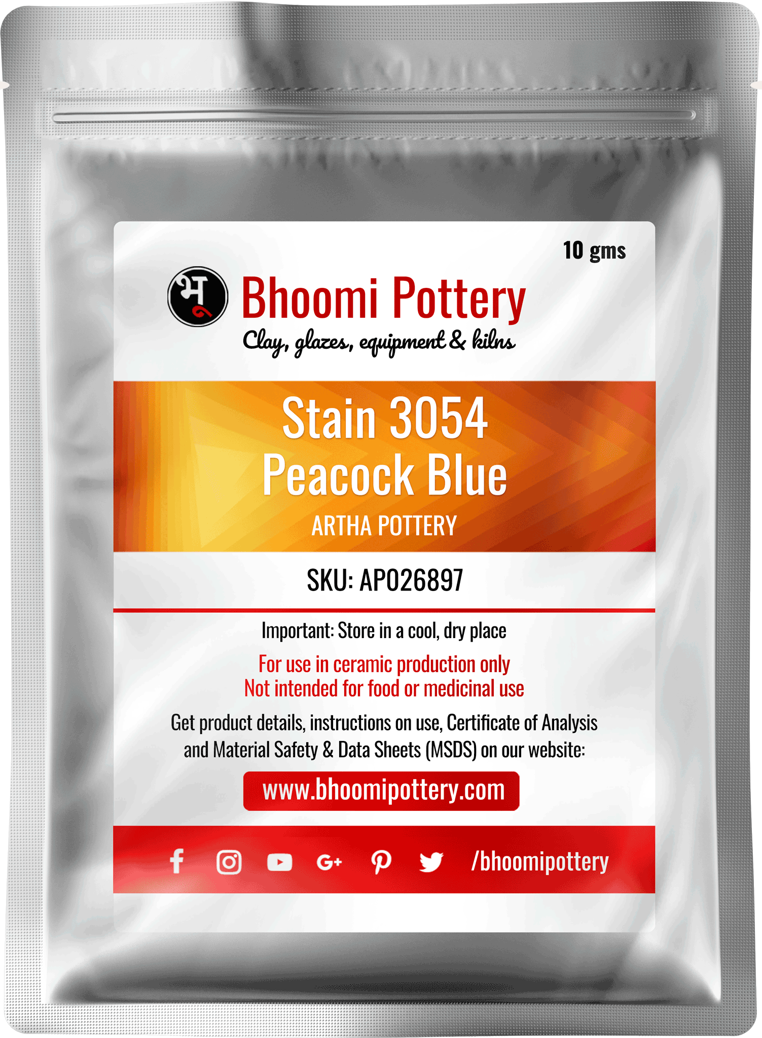 Artha Pottery Stain 3054 Peacock Blue 100 gms for sale in India - Bhoomi Pottery