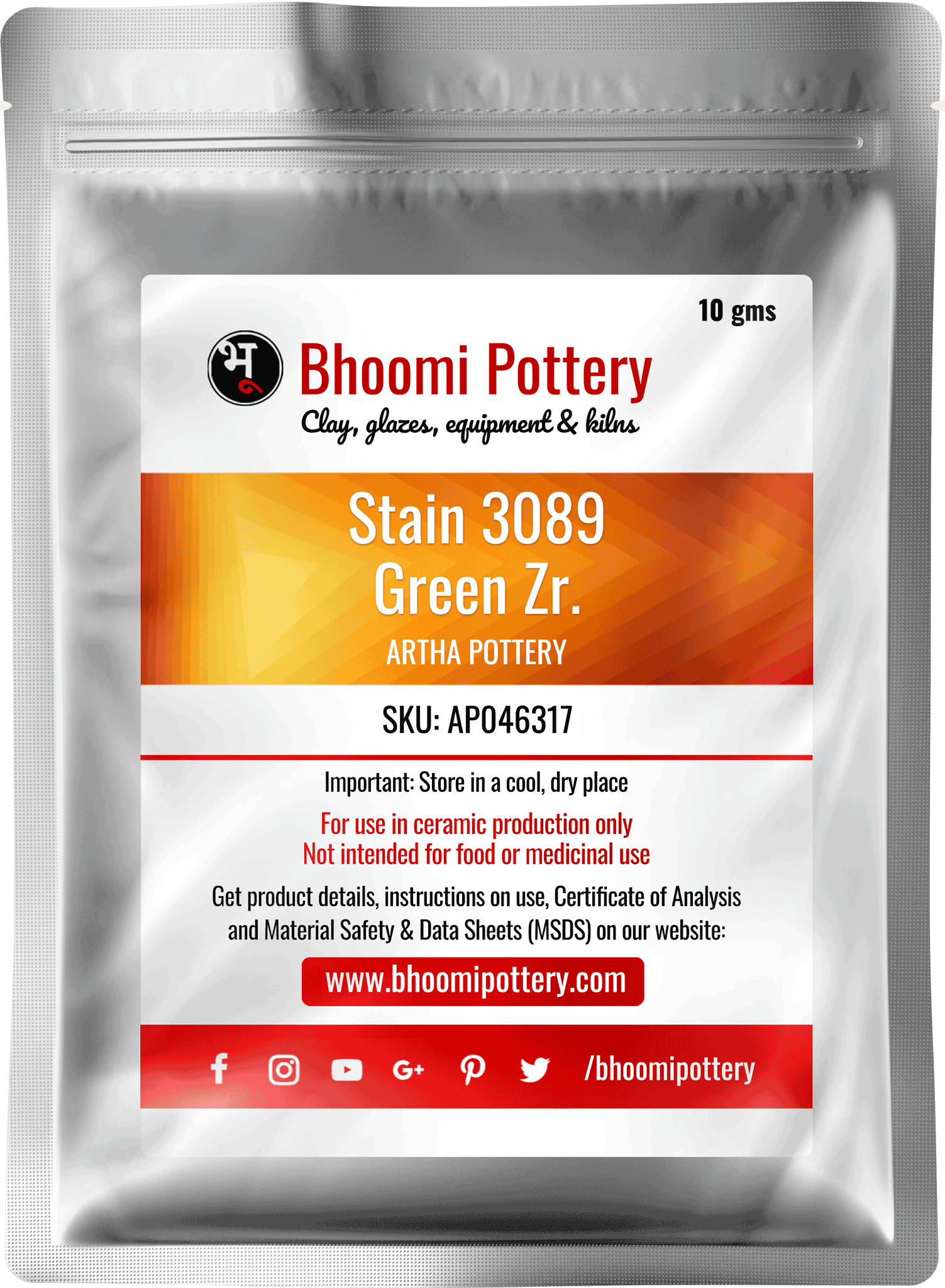 Artha Pottery Stain 3089 Green Zr. 100 gms for sale in India - Bhoomi Pottery