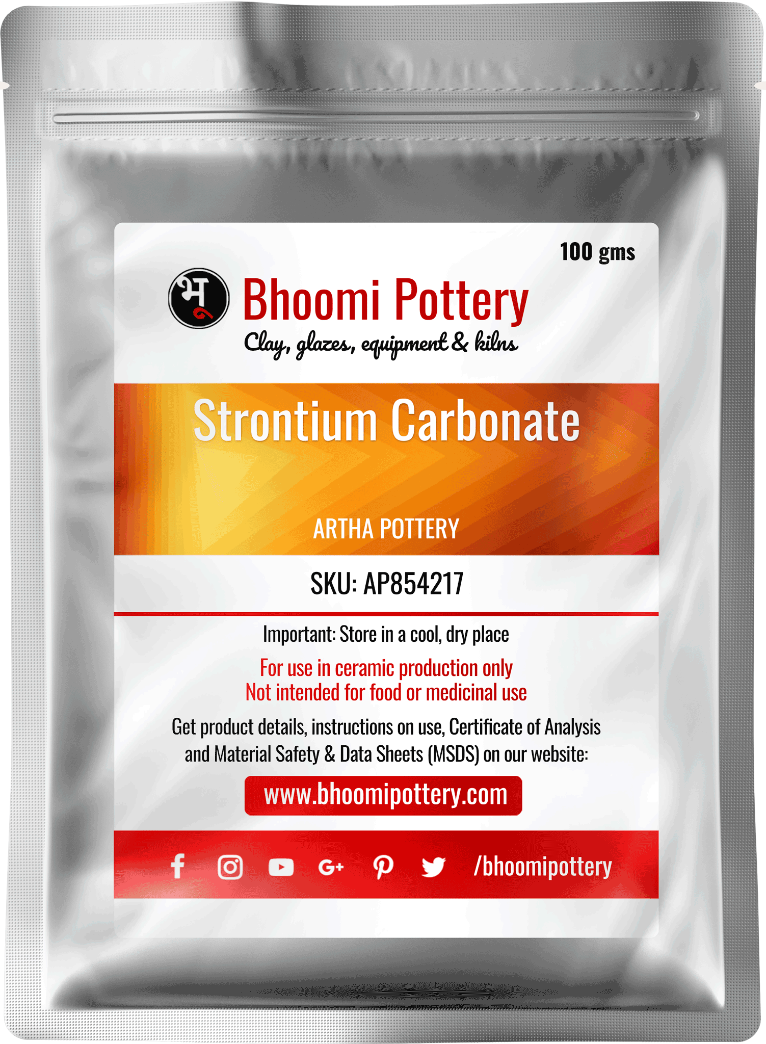 Artha Pottery Strontium Carbonate 100 gms for sale in India - Bhoomi Pottery